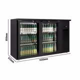 Backbar PREMIUM PLUS - 1435x512 mm - 264 liter - med 2 hängda glasdörrar, LED-belysning & självstängande dörrar - svart