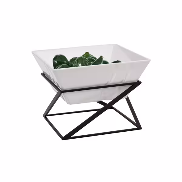 Buffetstandaard - zwart gecoat RVS & melamine - rechthoekig - 200x200mm - Hoogte: 175mm - incl. 1 melamine schaaltje