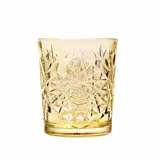 (12 pieces) Hobstar Textured Glass Tumblers – 350 ml - Yellow - Dishwasher Safe - 90×90×105 mm