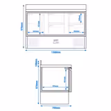 Saladette / Pizzakühltisch PREMIUM - 1,37 x 0,7 m - mit 1 Tür, 4 Schubladen & Aufkantung
