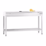 Edelstahl Arbeitstisch PREMIUM - 1500x800mm - mit Grundboden - inkl. Schneideplatte Weiß