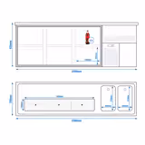 Comptoir de bar réfrigéré Premium PLUS - 2500x700mm - 6 tiroirs