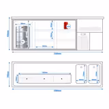 Banco Birra - 2500x700mm - 1 Porta in vetro & 6 Cassetti