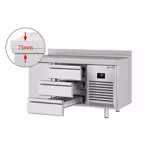 Koelwerkbank PREMIUM PLUS - 1468x700mm - met 1 deur - met 3 lades - opstand