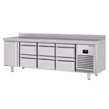 Commercial Counter Fridge PREMIUM PLUS - 2452x700mm - with 1 door - 6 drawers [1/2] - with upstand - capacity 625 litres