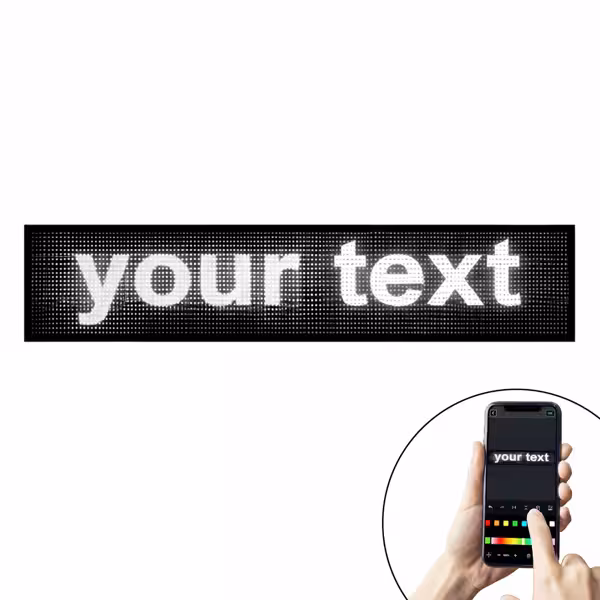 LED φωτεινή πινακίδα - OPEN/Custom Text - κατά παραγγελία - με εφαρμογή (app) και τηλεχειριστήριο - Πολύχρωμο (RGB) - 898x192 mm