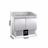 Masă rece saladetă / pizza PREMIUM - 0,9 x 0,7 m - cu 2 uși și blat din granit