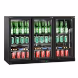Frigider pentru bar - 1350 mm - 320 litri - cu 3 uși batante din sticlă - exterior și interior negru