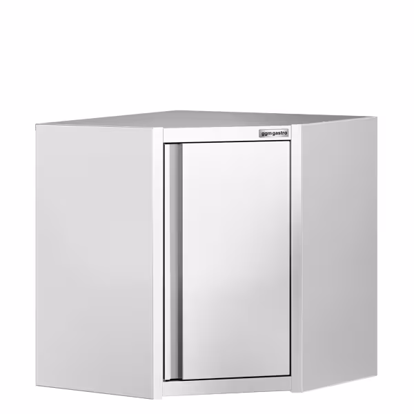 Edelstahl Eck-Wandhängeschrank - 700x700mm - mit Flügeltür - Höhe: 650mm