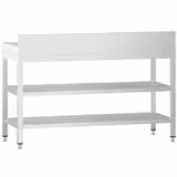 Stół roboczy przyścienny ze stali nierdzewnej PREMIUM - 1400x600mm - z dwiema półkami & wzmocniony