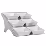 Etagere / Buffet Stand - Stainless steel frame - Chrome - square - Height: 330mm - incl. 6 Melamine bowls 220x220mm - suitable for square bowls