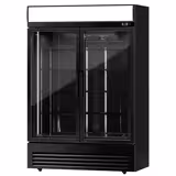 Commercial Upright Glass Door Display Fridge - 1295mm - 880 Litres - with 2 hinged glass doors - LED lighting - digital controller with temperature display - Black - Temperature range 2 to 8 °C