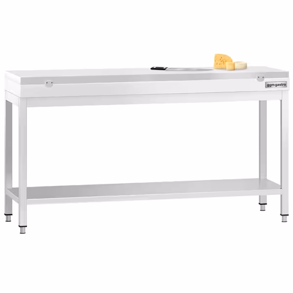 RVS werktafel PREMIUM - 2000x600mm - met onderschap - incl. snijplank Wit