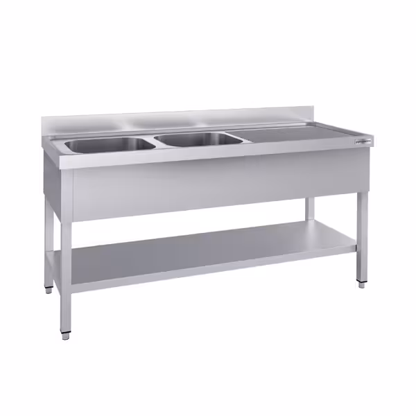 Spültisch ECO - 1800x700mm - mit Grundboden & 2 Becken links