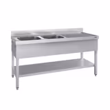 Vaskeborde med underhylde 1,8m - 2 vaske til venstre L 50 x B 50 x D 30 cm