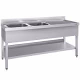 Plonge en inox ECO - 1800x700mm - avec étagère basse - 2 bacs à gauche
