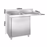 Spülmaschinen-Spülschrank - 1200x600mm - mit 1 Becken links