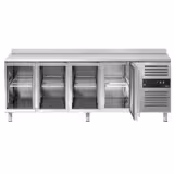 Koelwerkbank ECO - 2230x700mm - met 4 glazen deuren & achterwand