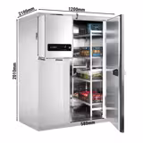 Rozsdamentes acél hűtőkamra - 1200x2100 mm - 3,70 m³ - beépített monoblokkal