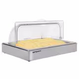 Cloche per Contenitore GN - GN 1/1 - Plastica | Acciaio inox 18/8 - 540x335mm - Altezza: 255mm - incl. Contenitore GN 1/1; due elementi refrigeranti - apertura roll-top 180°, paraschizzi, elegante e robusta