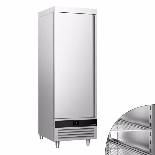 ثلاجة عمودية ستانلس ستيل PREMIUM - GN 2/1 - 700 mm - 600 L - حتى +8 °C - مع باب واحد