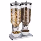 Distribuitor de cereale Duo - FRESH+EASY - 2 recipiente din plastic - 2x 4,5 litri - suport din oțel inoxidabil