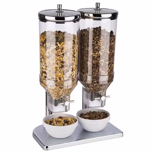 Double Cereal Dispenser – 2×4.5 L - Stainless steel stand - Silver