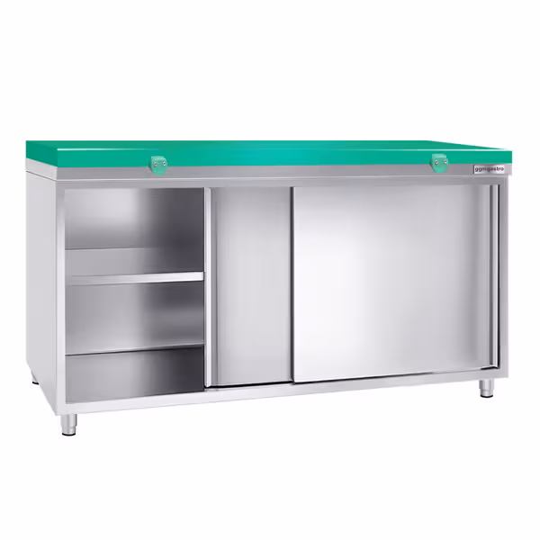 Roestvrijstalen werkkast PREMIUM - 1800x800mm - met schuifdeur zonder achterwand incl. snijplank