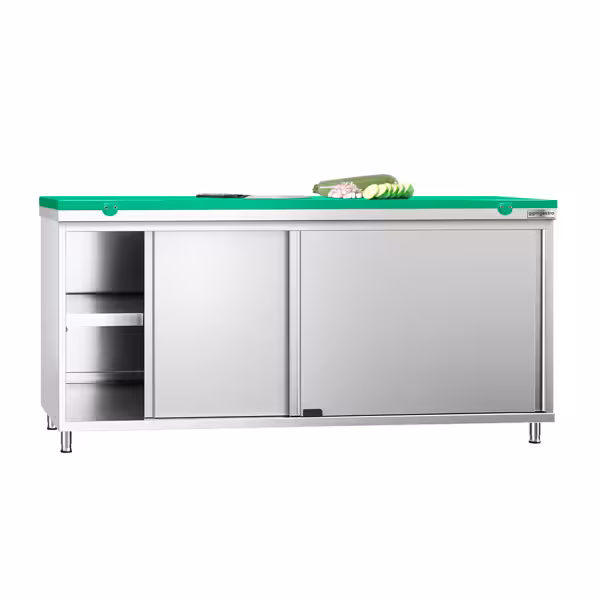 Gesloten RVS werktafel PREMIUM - 1800x600mm - met 2 schuifdeuren
