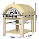 Horno de pizza a gas - 1 cámara - 9x Ø25cm - Manual - Cremegelb - incl. boquillas para gas natural y propano - con marco inferior y estante