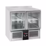 Koelwerkbank PREMIUM - 900x700mm - 240 liter - met 2 glazen deuren - opstand