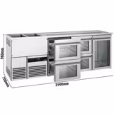 Direct Draw Beer Dispenser / Kegerator PREMIUM - 2500x700mm - Single Glass Door & 4 Drawers
