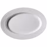 (12 st) SEA WAVE - Fat - ovalt - porslin - 28x28 cm - vit