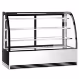 Vitrine de comptoir réfrigérée - 633L - 1800mm - Double vitrage - avec 3 étagères en verre - portes coulissantes vitrées arrière - pour pâtisseries - Pour FR