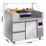 Voorbereidingstafel - 1210mm - 1 deur & 2 laden - voor 9x GN 1/6 bakken - incl. pannenkoekenmaker