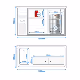 Dozator de bere profesional cu răcire integrată Premium PLUS - 1550 x 700 mm - 1 ușă din sticlă și 3 sertare
