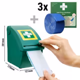 Dispenser de plasturi cu bandă adezivă albastră – cu trei role de rezervă