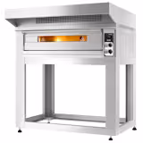 Elektrisk pizzaugn (el-däck/box) - med chamottesten - 1420x1320 mm - 6 x Ø 33 cm - 1‑däck - upp till 400 °C - Manuell - inkl. huv & underrede