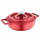 Padella - mini - 1 manico - Alluminio pressofuso - per induzione - Ø 140mm - Altezza: 48mm - Antiaderente - con coperchio in alluminio pressofuso - Rosso