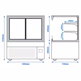 Kylvitrin MADRID - self-service - 435 liter - 1 000 mm - dubbelglas - med 2 hyllor - inkl. nattgardin - svart matt - För SE