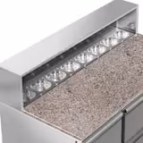 Saladette Premium - 1368mm - Edelstahlaufsatz für 8x GN 1/6 - 1 Tür & 4 Schubladen