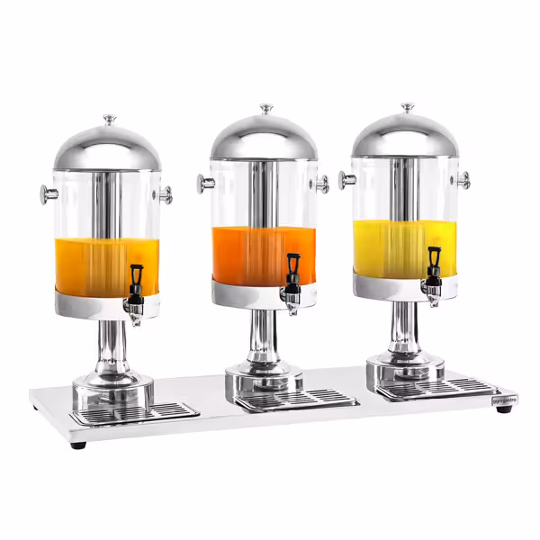 Sapdispenser - 3x7,5 liter - RVS - incl. afdruipschaal, centrale koelbuis & geperforeerde infuusbuis