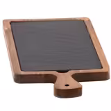 (6 pcs) Serving Board - FUSIONA - 2-piece set - incl. slate plate - acacia wood - 410x200mm