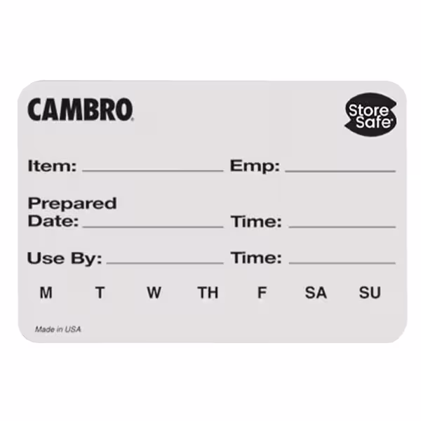 (24 Stécker) CAMBRO | StoreSafe® dréiend Etiketten – 250 Etiketten pro Rull