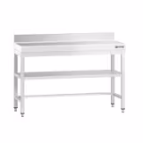 Edelstahl Arbeitstisch PREMIUM - 1200x600mm - mit Grundboden, Aufkantung & Verstrebung