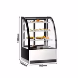Vitrine de comptoir réfrigérée - 304L - 900mm - Double vitrage - avec 3 étagères en verre - portes coulissantes vitrées arrière
