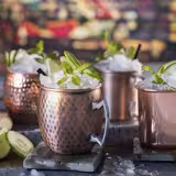 (6 buc) MOSCOW MULE - Cană pentru cocktail Moscow Mule - 450 ml - placată cu cupru antichizat - cu mâner cromat