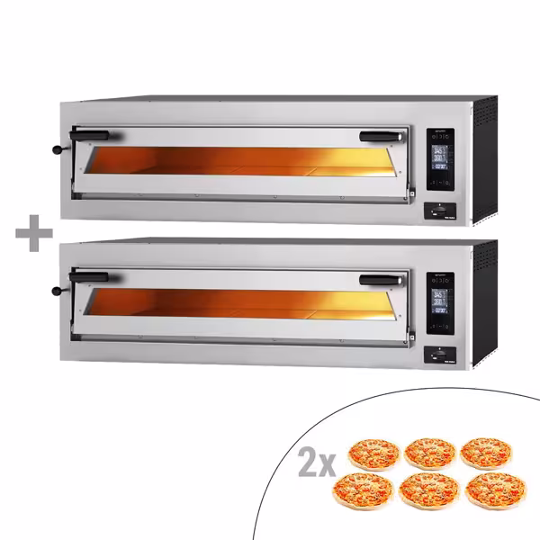 (2 buc.) Cuptor de pizza - 6 + 6 x 35 cm - cu ecran tactil