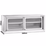 Edelstahl Wandhängeschrank - 2000x400mm - mit Glasschiebetür - 650mm hoch