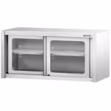 Rozsdamentes acél faliszekrény - 1400x400 mm - üveg tolóajtóval - 650 mm magas